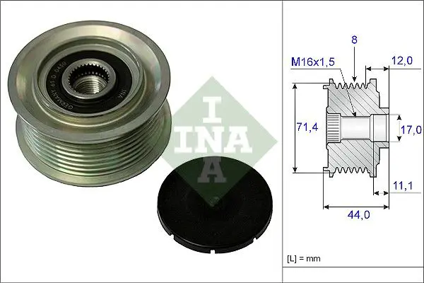 Handler.Part Alternator freewheel clutch INA 535005510 1