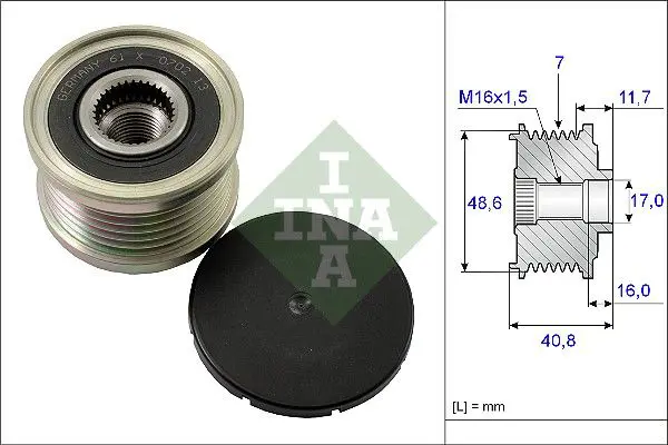 Handler.Part Alternator freewheel clutch INA 535008010 1