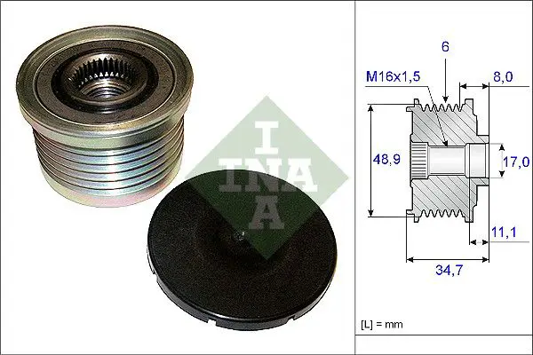 Handler.Part Alternator freewheel clutch INA 535008810 1