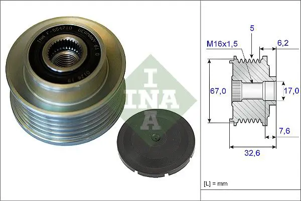 Handler.Part Alternator freewheel clutch INA 535009710 1