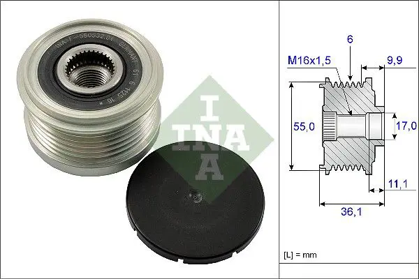 Handler.Part Alternator freewheel clutch INA 535010310 1