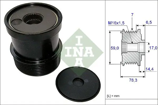 Handler.Part Alternator freewheel clutch INA 535012010 1