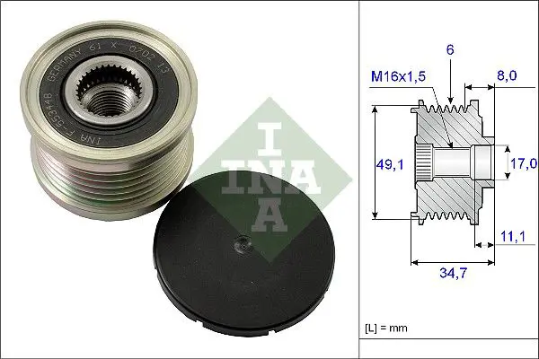 Handler.Part Alternator freewheel clutch INA 535013910 1