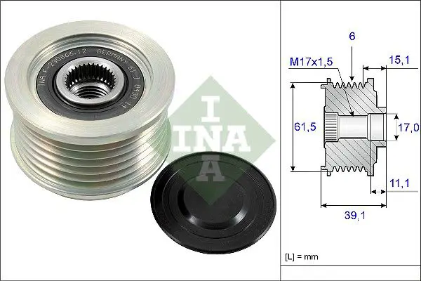 Handler.Part Alternator freewheel clutch INA 535014410 1