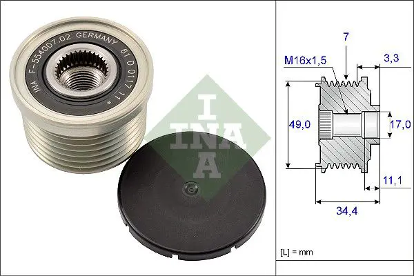 Handler.Part Alternator freewheel clutch INA 535016410 1