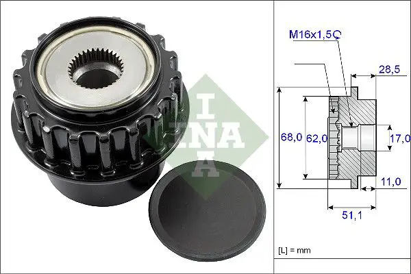 Handler.Part Alternator freewheel clutch INA 535017510 1