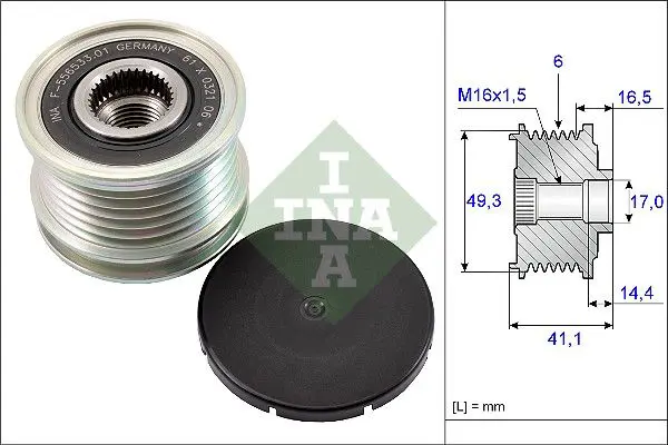 Handler.Part Alternator freewheel clutch INA 535017810 1