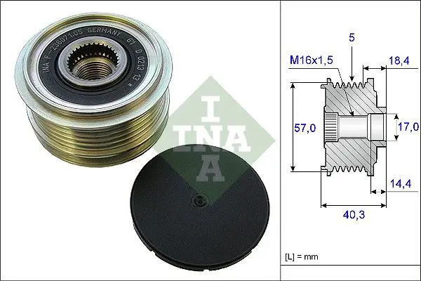 Handler.Part Alternator freewheel clutch INA 535018710 1