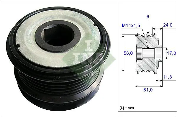 Handler.Part Alternator freewheel clutch INA 535019610 1