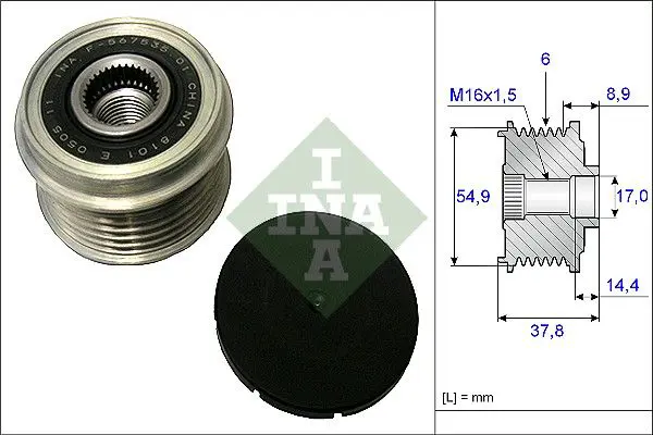 Handler.Part Alternator freewheel clutch INA 535021710 1