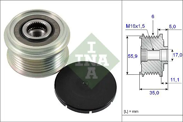 Handler.Part Alternator freewheel clutch INA 535022210 1