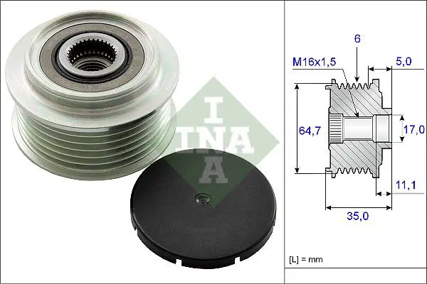 Handler.Part Alternator freewheel clutch INA 535025010 1