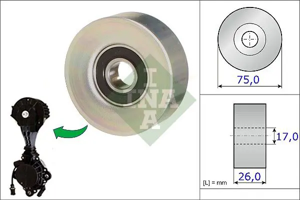 Handler.Part Deflection/guide pulley, v-ribbed belt INA 532067610 1