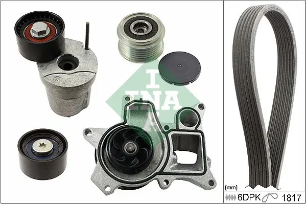 Handler.Part Water pump + v-ribbed belt kit INA 529004830 1