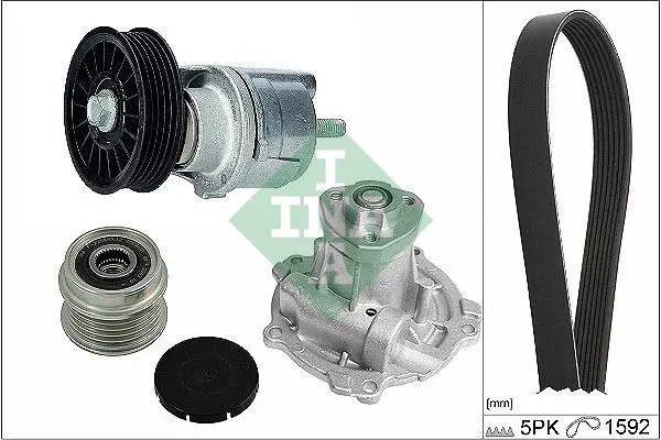 Handler.Part Water pump + v-ribbed belt kit INA 529016130 1