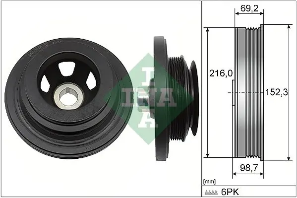 Handler.Part Belt Pulley, crankshaft INA 544011610 1