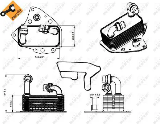 Handler.Part Oil cooler, engine oil NRF 31343 5