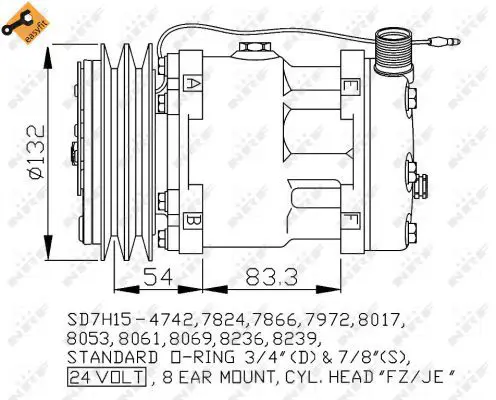 Handler.Part Compressor, air conditioning NRF 32769 1