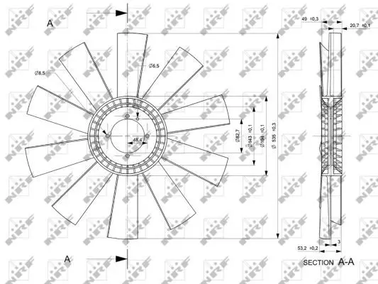 Handler.Part Fan wheel, engine cooling NRF 49828 2