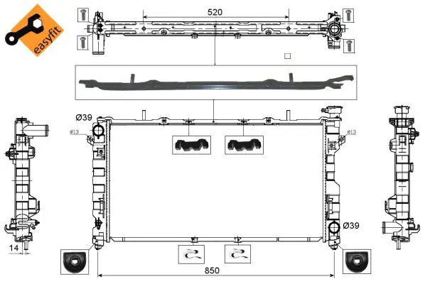 Handler.Part Radiator, engine cooling NRF 53734 5