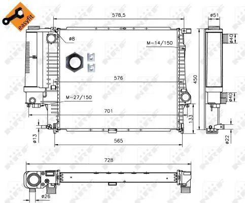 Handler.Part Radiator, engine cooling NRF 53852 4