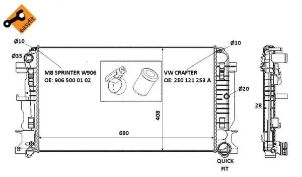 Handler.Part Radiator, engine cooling NRF 53885 4