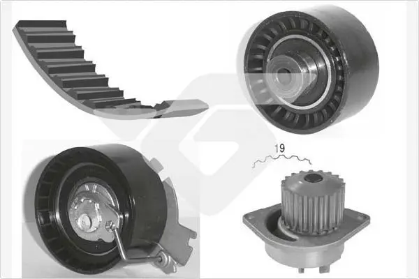 Handler.Part Water pump & timing belt set HUTCHINSON KH281WP37 1