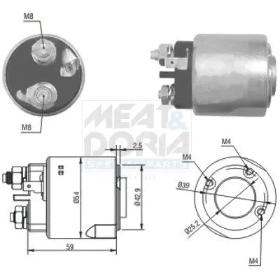 Handler.Part Solenoid switch, starter MEAT & DORIA 46160 1