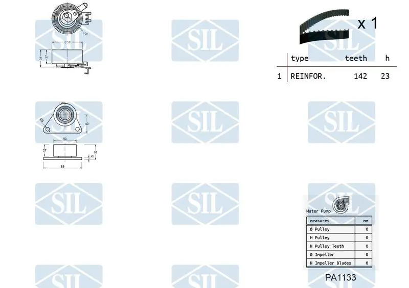 Handler.Part Water pump & timing belt set Saleri SIL K1PA1133 2