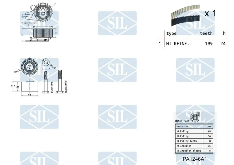 Handler.Part Water pump & timing belt set Saleri SIL K1PA1246A1 2