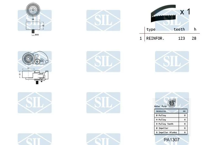 Handler.Part Water pump & timing belt set Saleri SIL K1PA1307 2