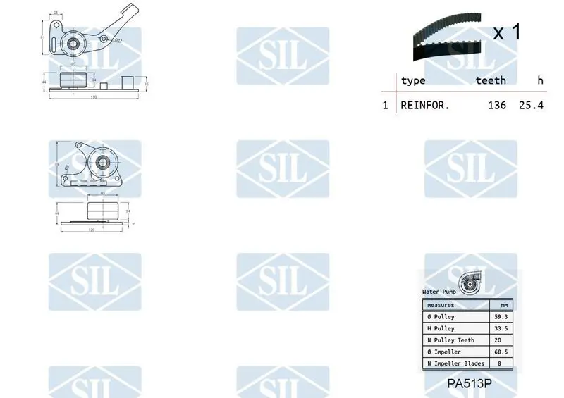 Handler.Part Water pump & timing belt set Saleri SIL K1PA513P 2