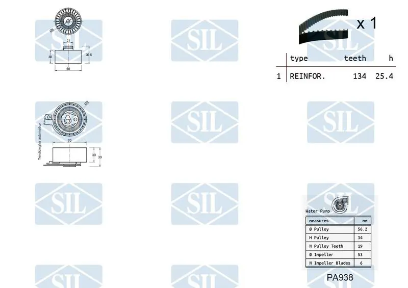 Handler.Part Water pump & timing belt set Saleri SIL K1PA938 2