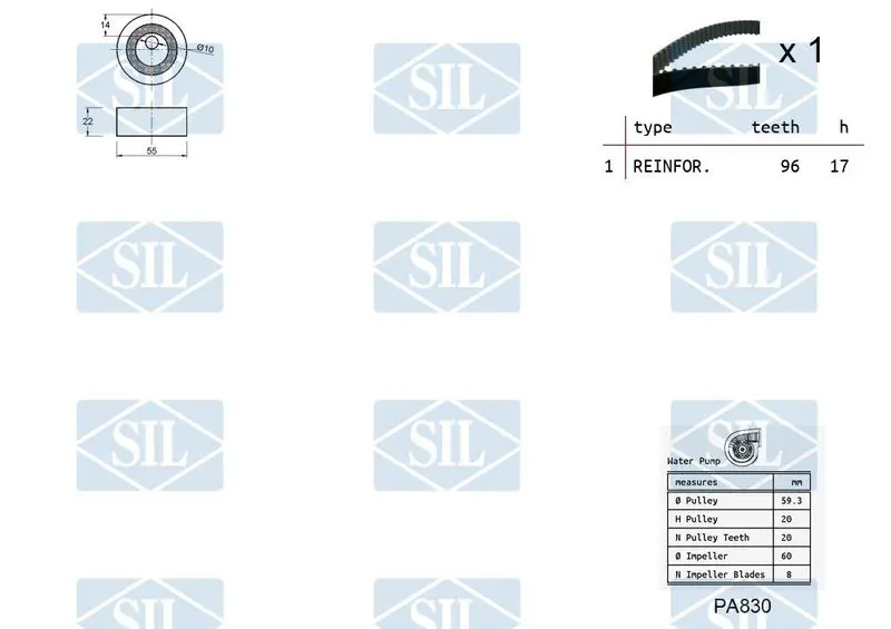 Handler.Part Water pump & timing belt set Saleri SIL K2PA830 2