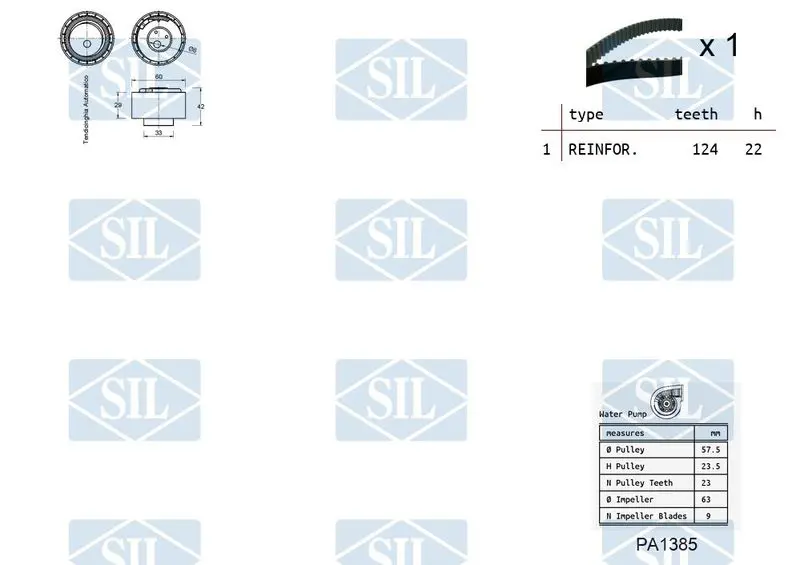 Handler.Part Water pump & timing belt set Saleri SIL K3PA1385 2