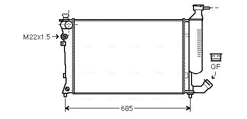 Handler.Part Radiator, engine cooling AVA CNA2157 1