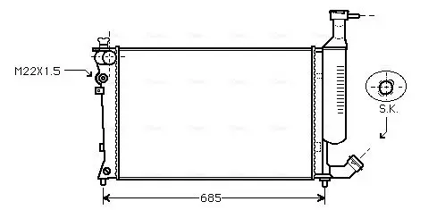 Handler.Part Radiator, engine cooling AVA CNA2168 1