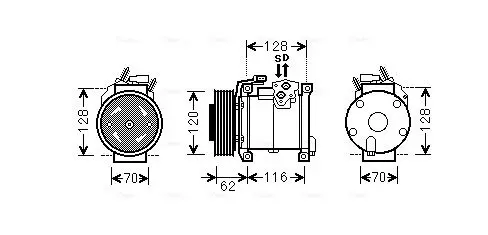 Handler.Part Compressor, air conditioning AVA CRAK109 1