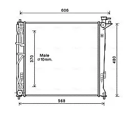 Handler.Part Radiator, engine cooling AVA HY2282 1