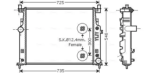 Handler.Part Radiator, engine cooling AVA MS2458 1