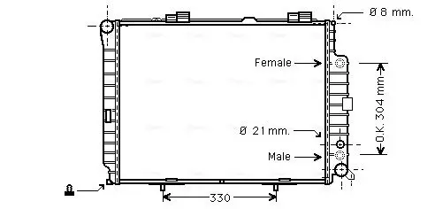 Handler.Part Radiator, engine cooling AVA MSA2208 1