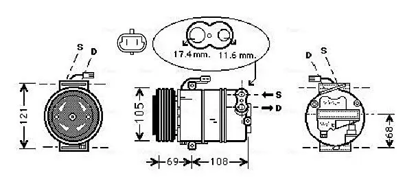 Handler.Part Compressor, air conditioning AVA OLAK316 1