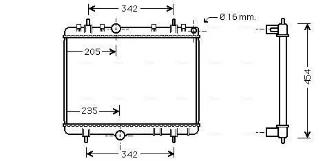 Handler.Part Radiator, engine cooling AVA PE2267 1