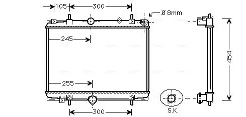 Handler.Part Radiator, engine cooling AVA PEA2198 1