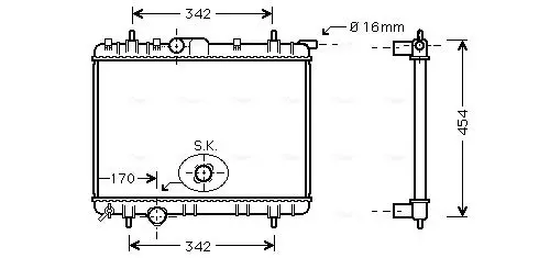 Handler.Part Radiator, engine cooling AVA PEA2247 1