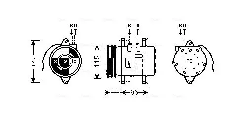 Handler.Part Compressor, air conditioning AVA UVK069 1