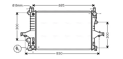 Handler.Part Radiator, engine cooling AVA VO2115 1