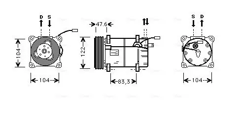 Handler.Part Compressor, air conditioning AVA VOK109 1