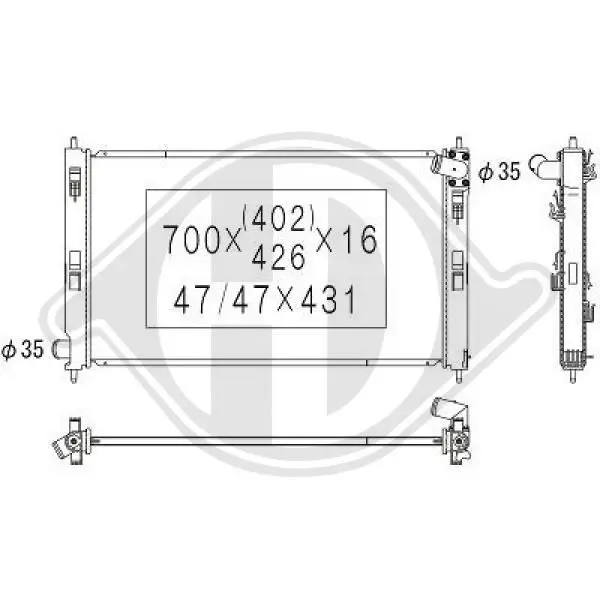 Handler.Part Radiator, engine cooling DIEDERICHS DCM2532 1