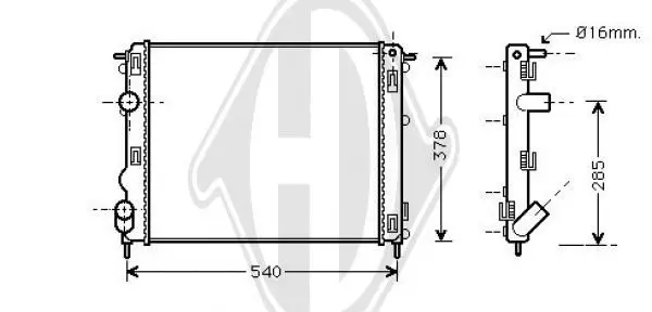 Handler.Part Radiator, engine cooling DIEDERICHS DCM2910 1